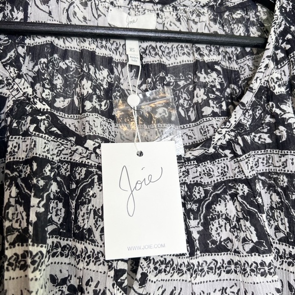 Joie Blouse Top Nancy in Caviar Elephant Print Oversized Top - Picture 3 of 5